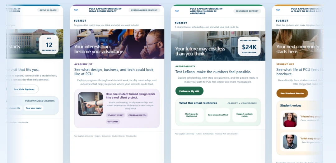 Sample Search emails for different campaign moments